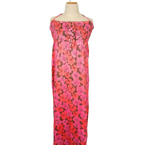 Pink Floral Juicy Couture Maxi Dress Women’s Size S Vintage Y2K Halter Spaghetti - Picture 1 of 8